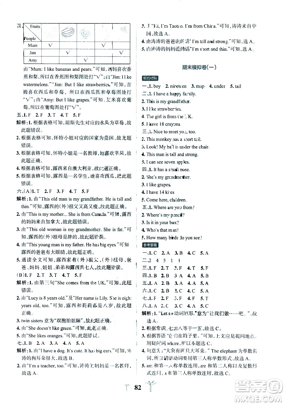陜西師范大學(xué)出版總社有限公司2021小學(xué)學(xué)霸沖A卷英語三年級下冊RJ人教版答案