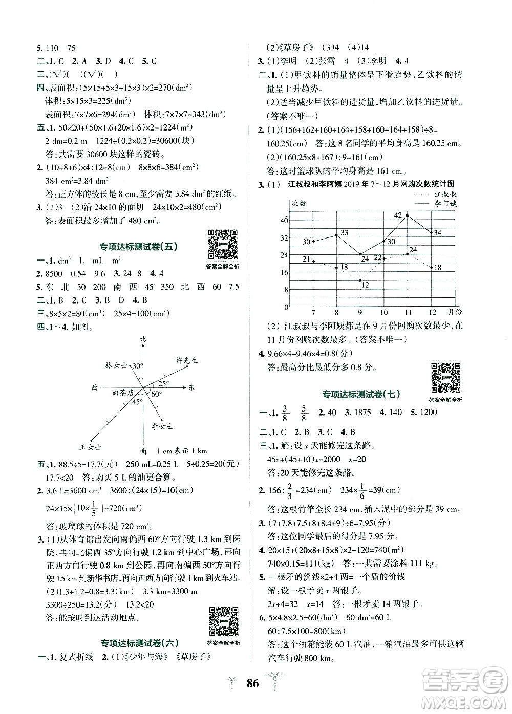 陜西師范大學出版總社有限公司2021小學學霸沖A卷數(shù)學五年級下冊BS北師大版答案