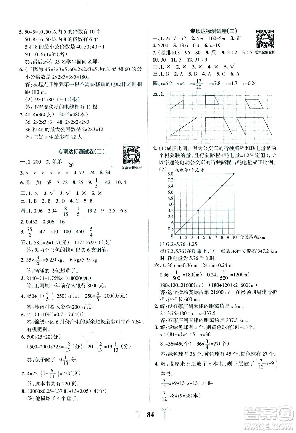 陜西師范大學出版總社有限公司2021小學學霸沖A卷數(shù)學六年級下冊BS北師大版答案