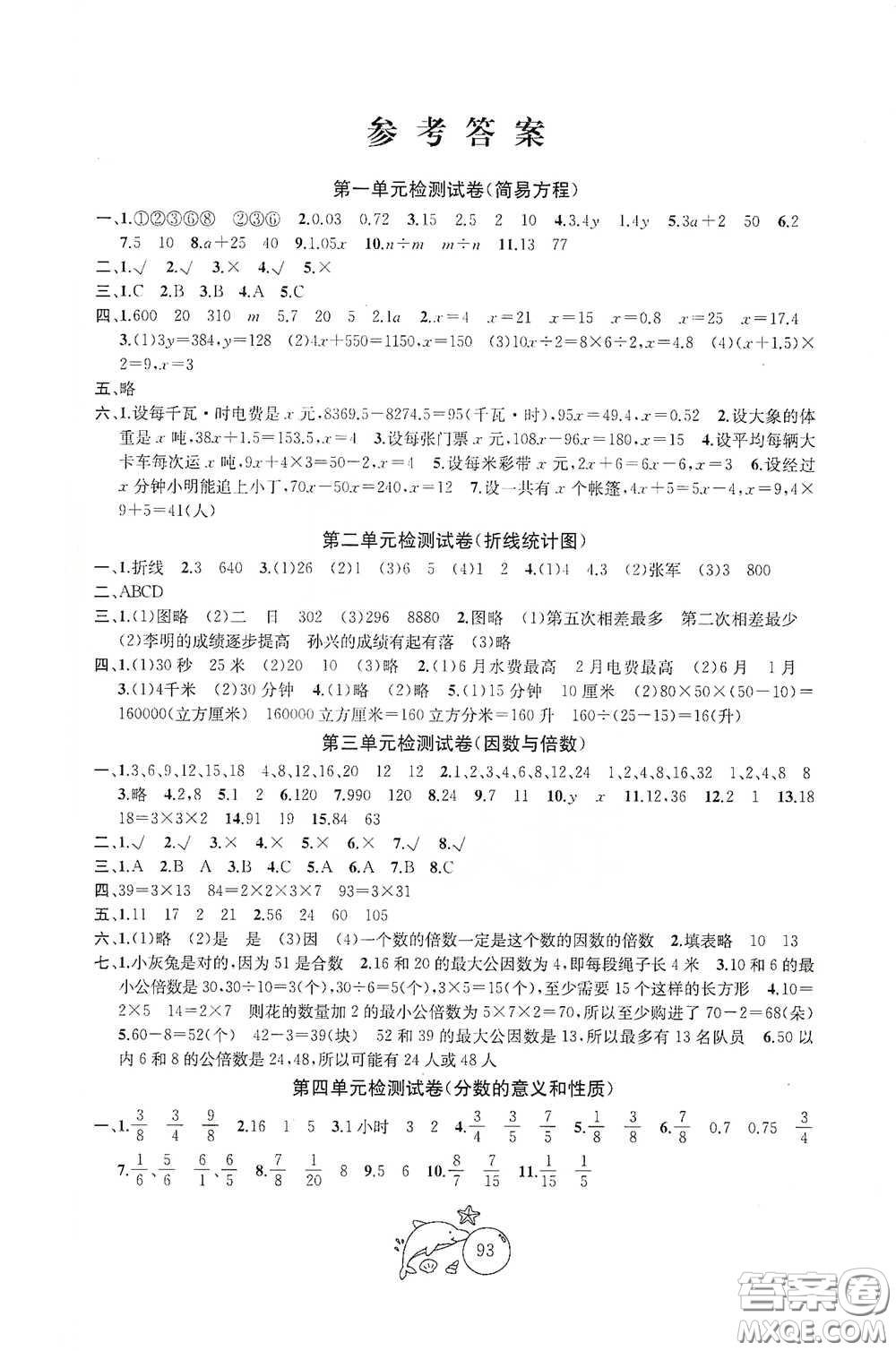 蘇州大學出版社2021金鑰匙1+1目標檢測五年級數學下冊國標江蘇版答案