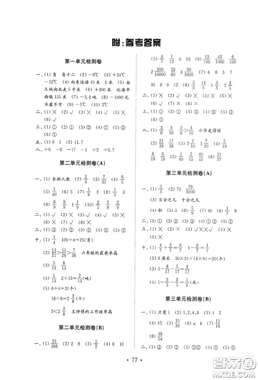 山東教育出版社2021小學(xué)數(shù)學(xué)試卷金鑰匙五年級(jí)下冊(cè)答案