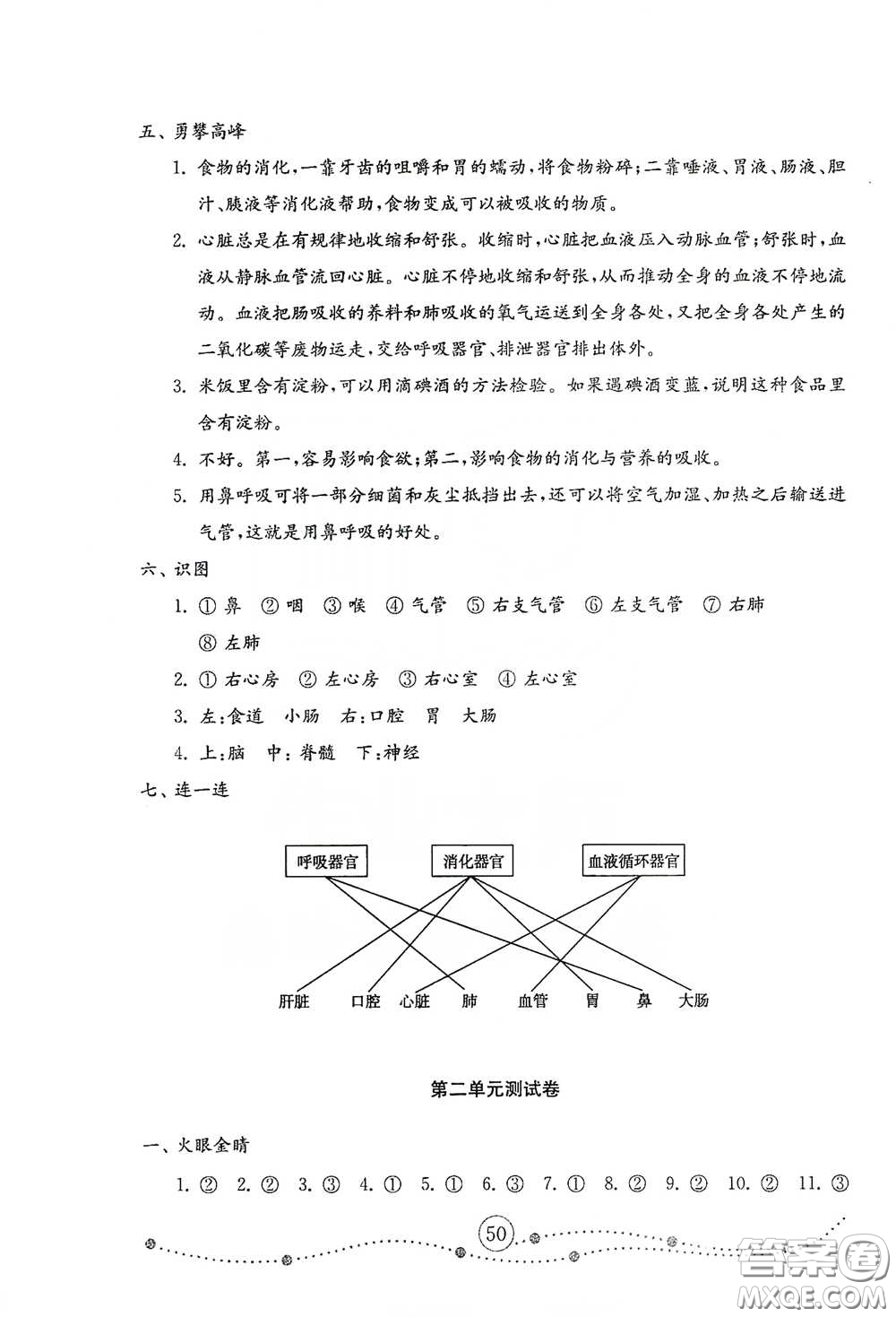 山東教育出版社2021小學(xué)科學(xué)試卷金鑰匙五年級(jí)下冊(cè)人教版答案