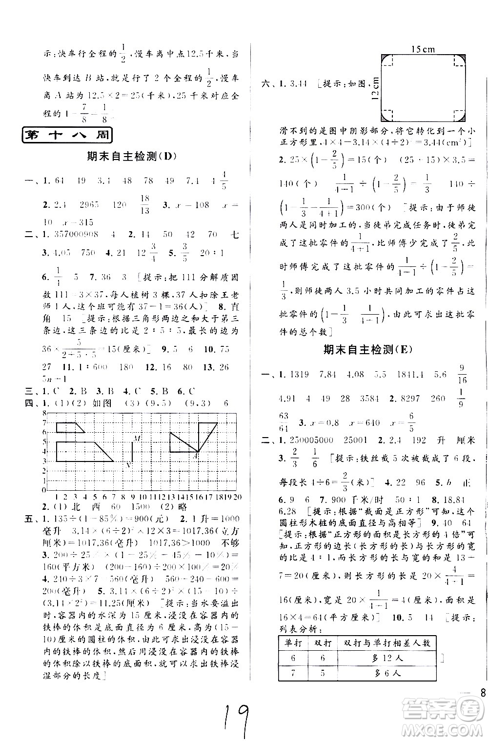 北京教育出版社2021亮點給力周末優(yōu)化設(shè)計大試卷六年級數(shù)學下冊蘇教版答案