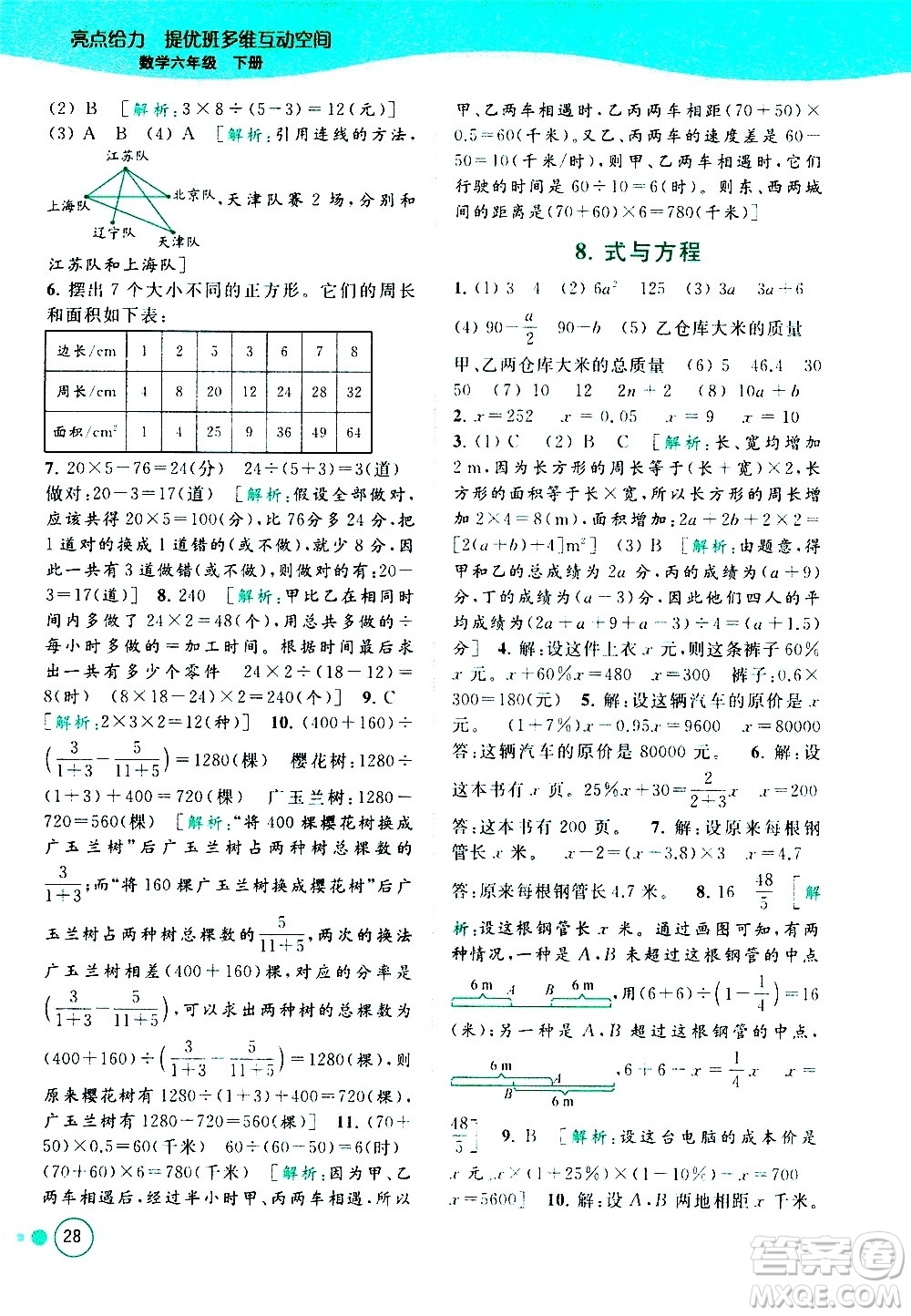 北京教育出版社2021亮點(diǎn)給力提優(yōu)班多維互動(dòng)空間數(shù)學(xué)六年級(jí)下冊(cè)江蘇版答案