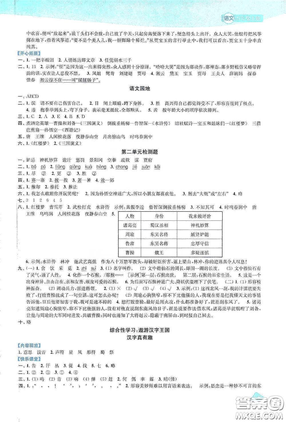 蘇州大學(xué)出版社2021金鑰匙1+1課時(shí)作業(yè)五年級(jí)語文下冊(cè)國標(biāo)全國版答案