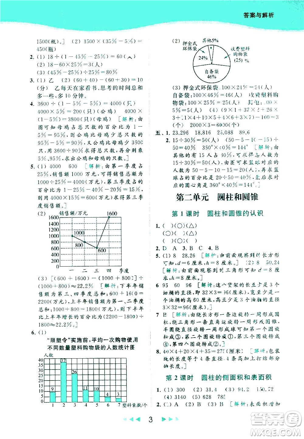 北京教育出版社2021春季亮點給力提優(yōu)課時作業(yè)本數(shù)學(xué)六年級下冊江蘇版答案
