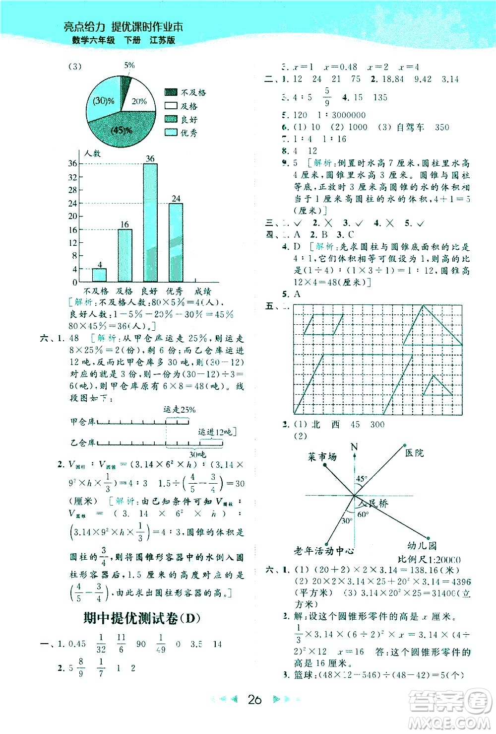 北京教育出版社2021春季亮點給力提優(yōu)課時作業(yè)本數(shù)學(xué)六年級下冊江蘇版答案