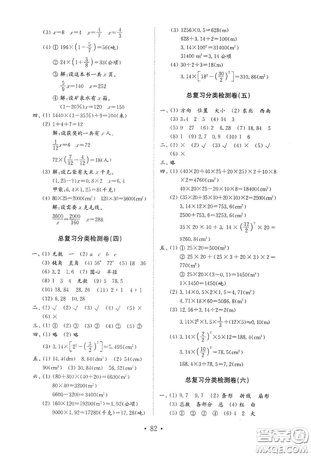 山東教育出版社2021小學數(shù)學試卷金鑰匙六年級下冊答案