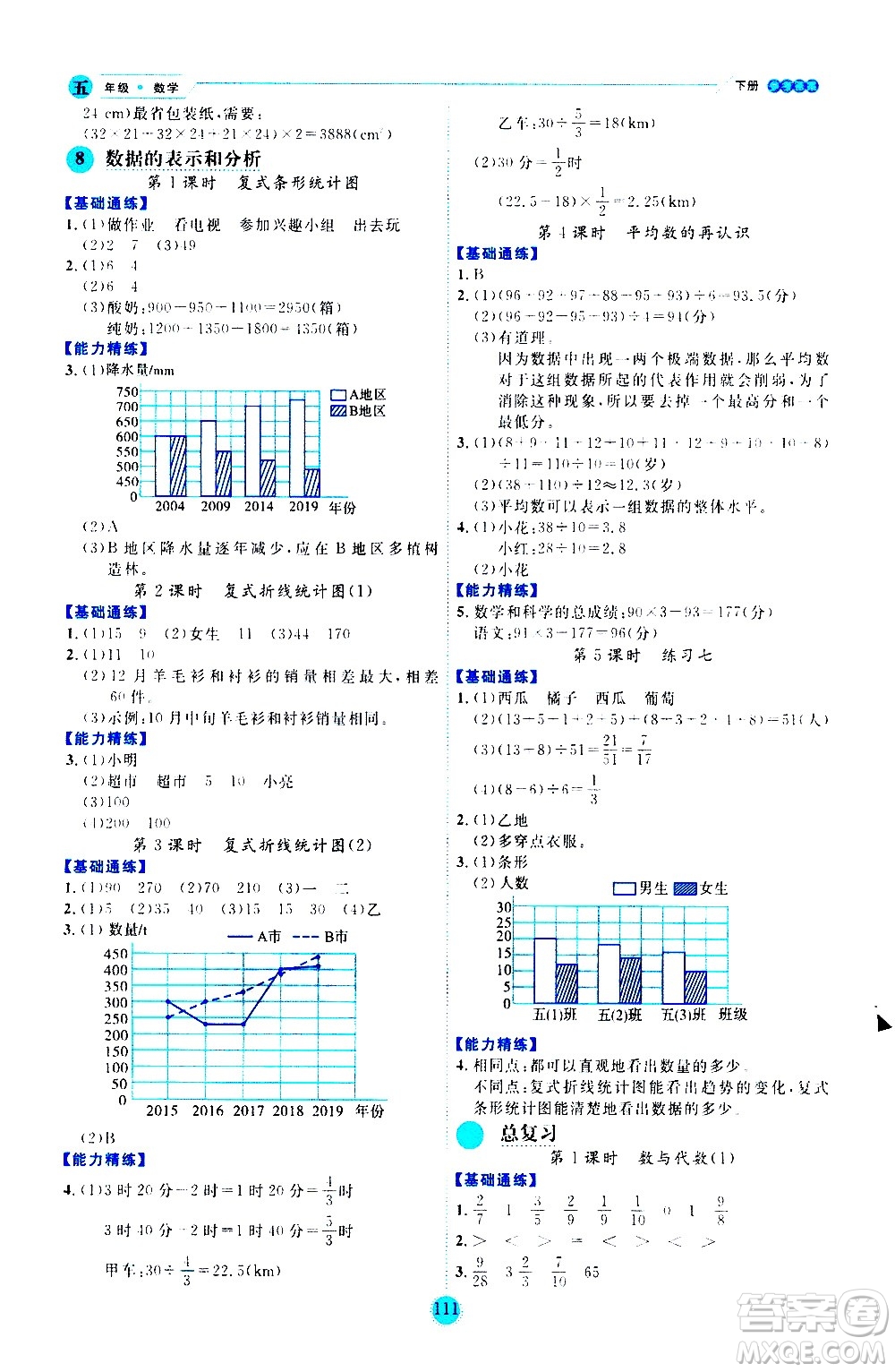 延邊人民出版社2021優(yōu)秀生作業(yè)本情景式閱讀型練習(xí)冊五年級數(shù)學(xué)下冊人教版答案