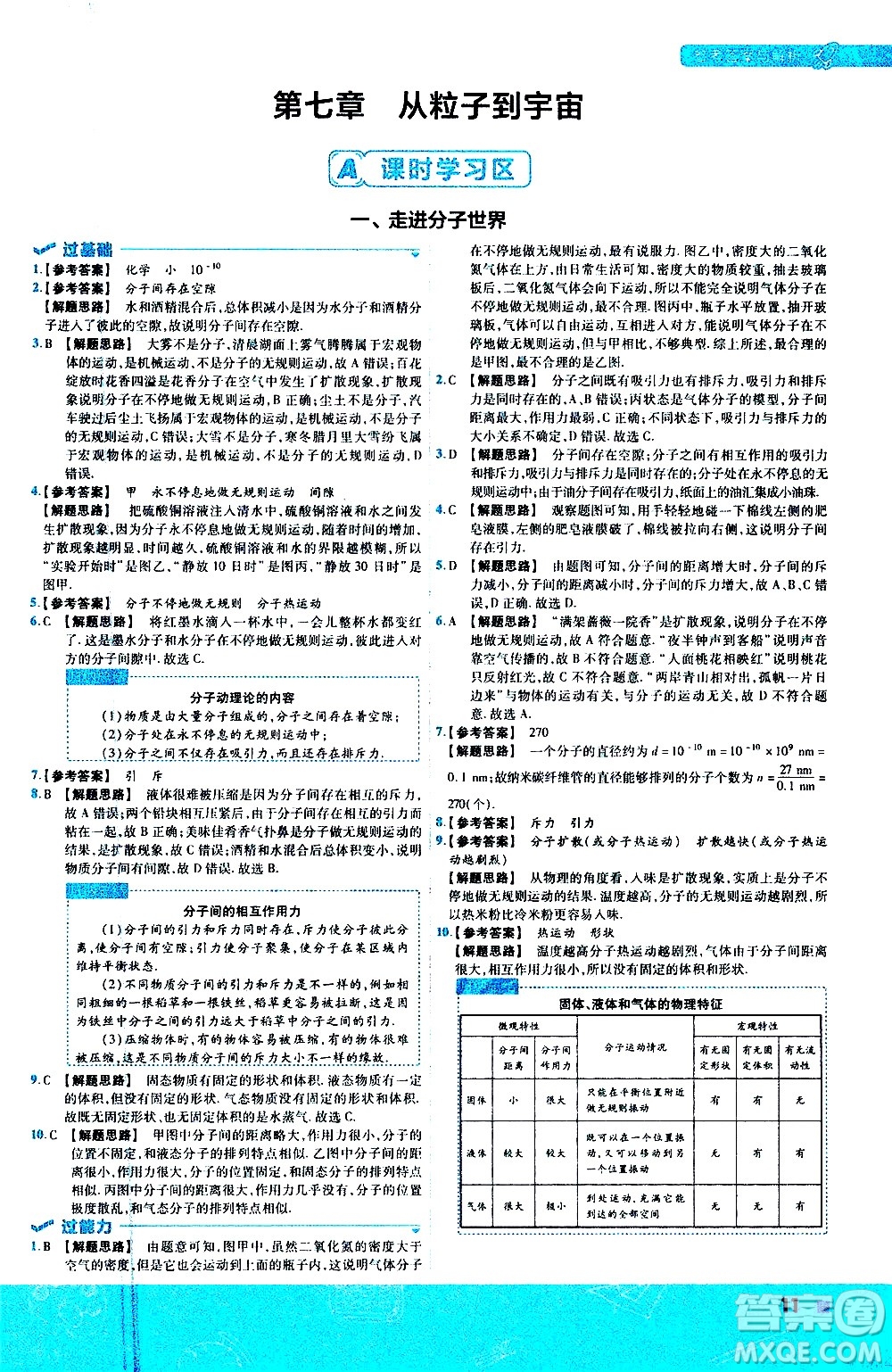 南京師范大學(xué)出版社2021版一遍過初中物理八年級下冊SK蘇科版答案