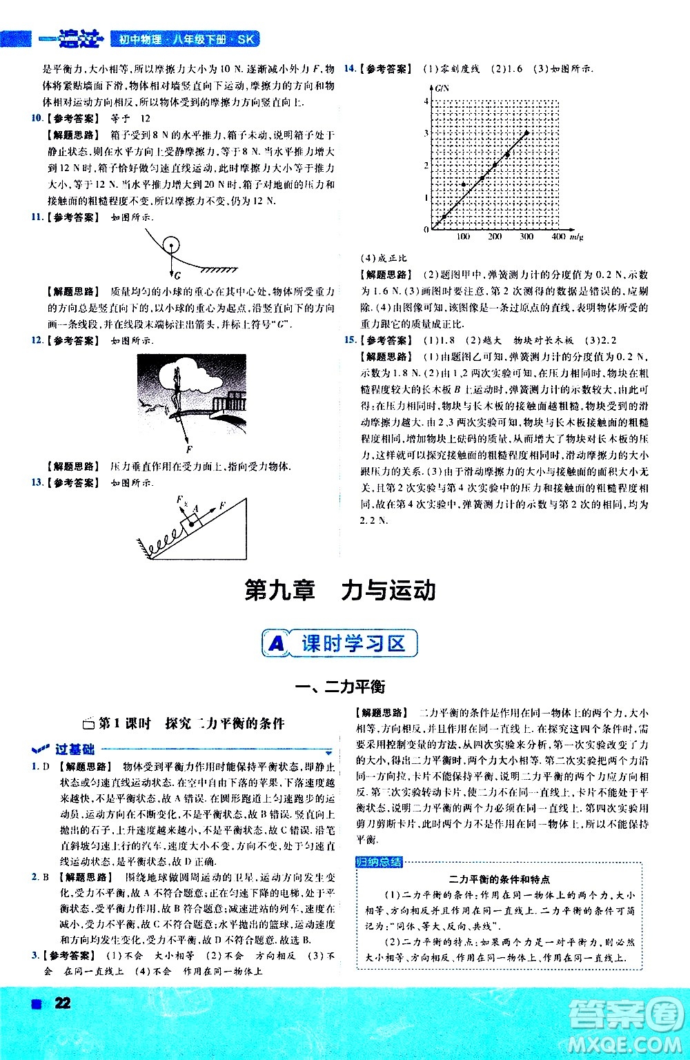 南京師范大學(xué)出版社2021版一遍過初中物理八年級下冊SK蘇科版答案