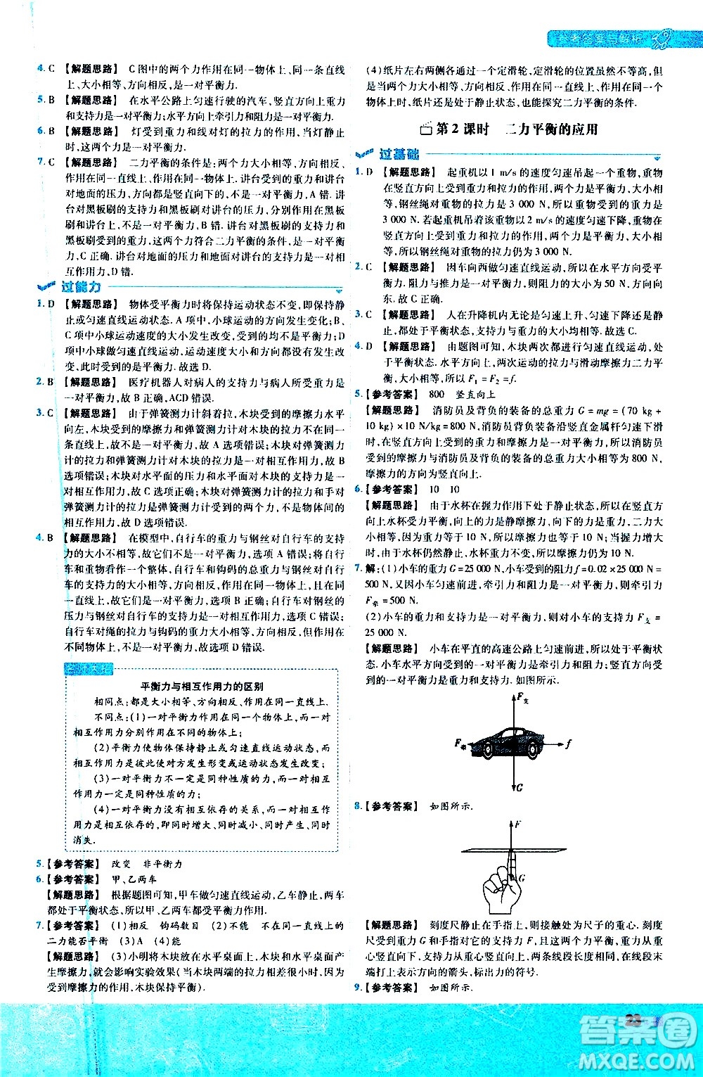南京師范大學(xué)出版社2021版一遍過初中物理八年級下冊SK蘇科版答案