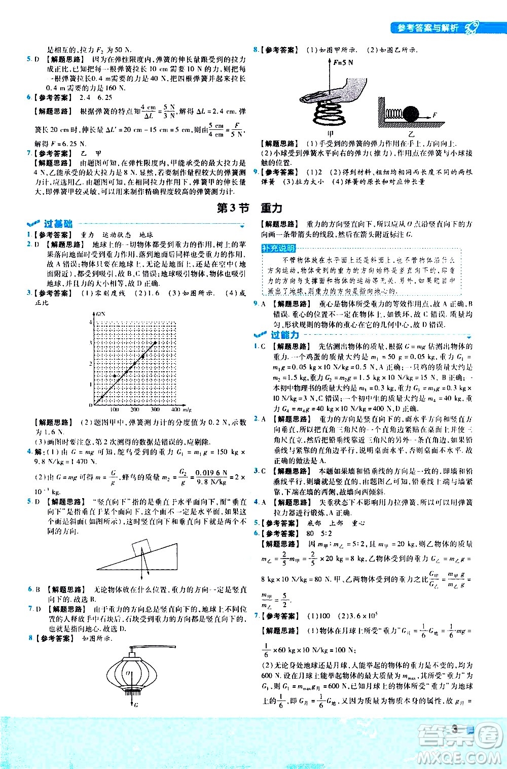 南京師范大學(xué)出版社2021版一遍過(guò)初中物理八年級(jí)下冊(cè)RJ人教版答案