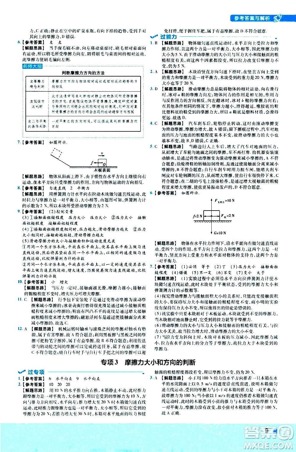南京師范大學(xué)出版社2021版一遍過(guò)初中物理八年級(jí)下冊(cè)RJ人教版答案