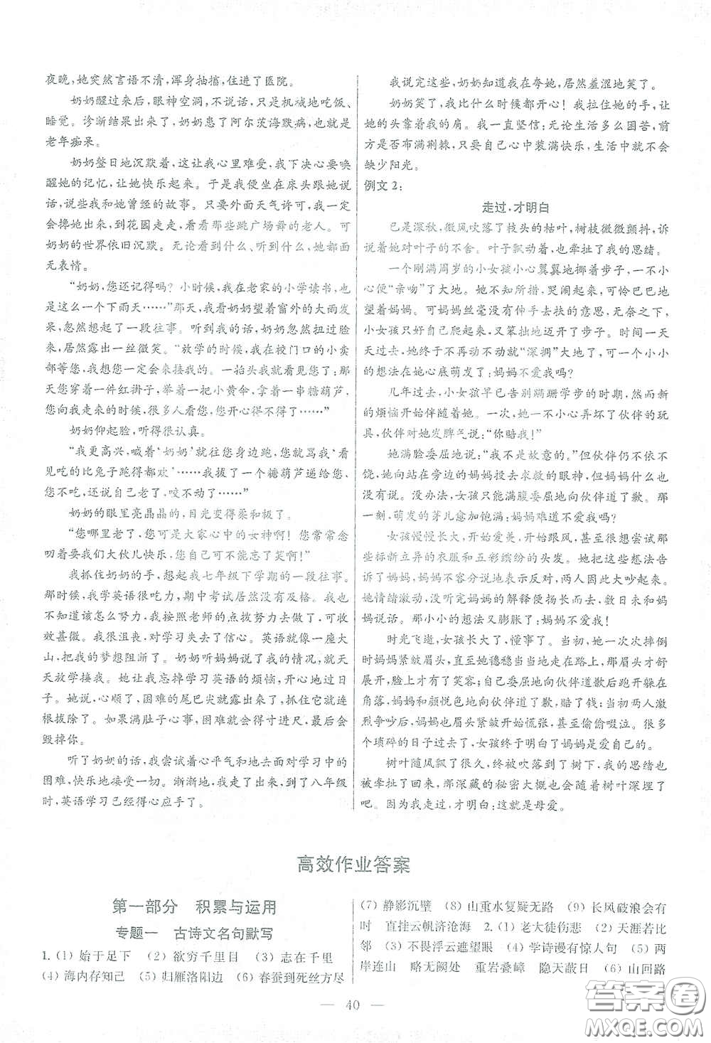 蘇州大學(xué)出版社2021金鑰匙1+1中考總復(fù)習(xí)語(yǔ)文國(guó)標(biāo)全國(guó)版答案