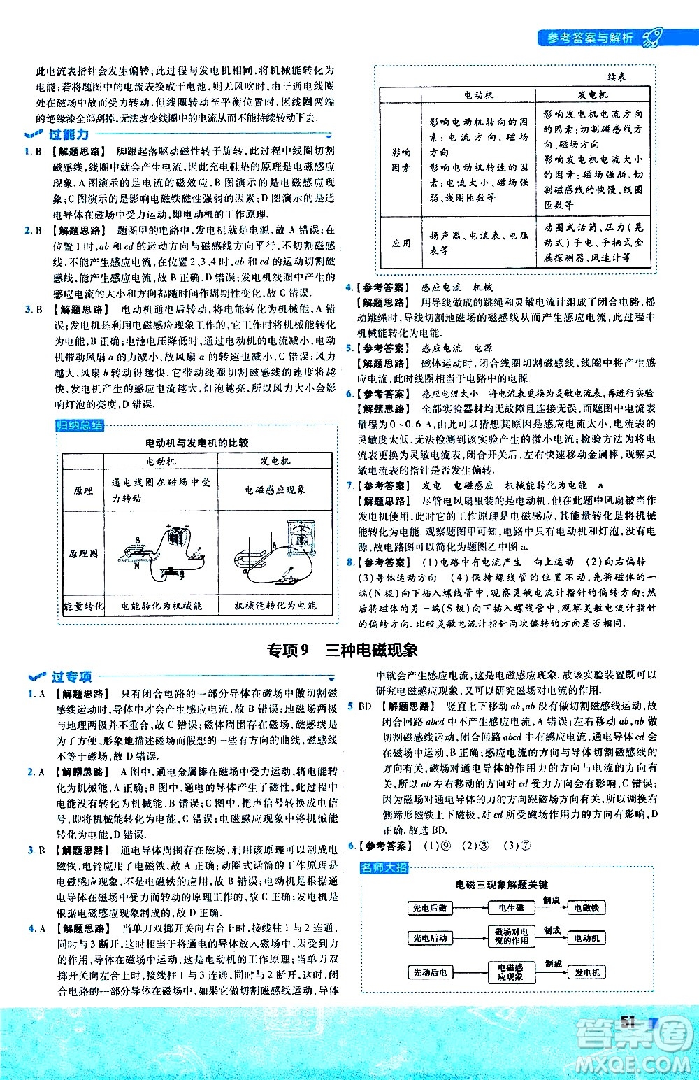 南京師范大學(xué)出版社2021版一遍過初中物理九年級全一冊BS北師大版答案