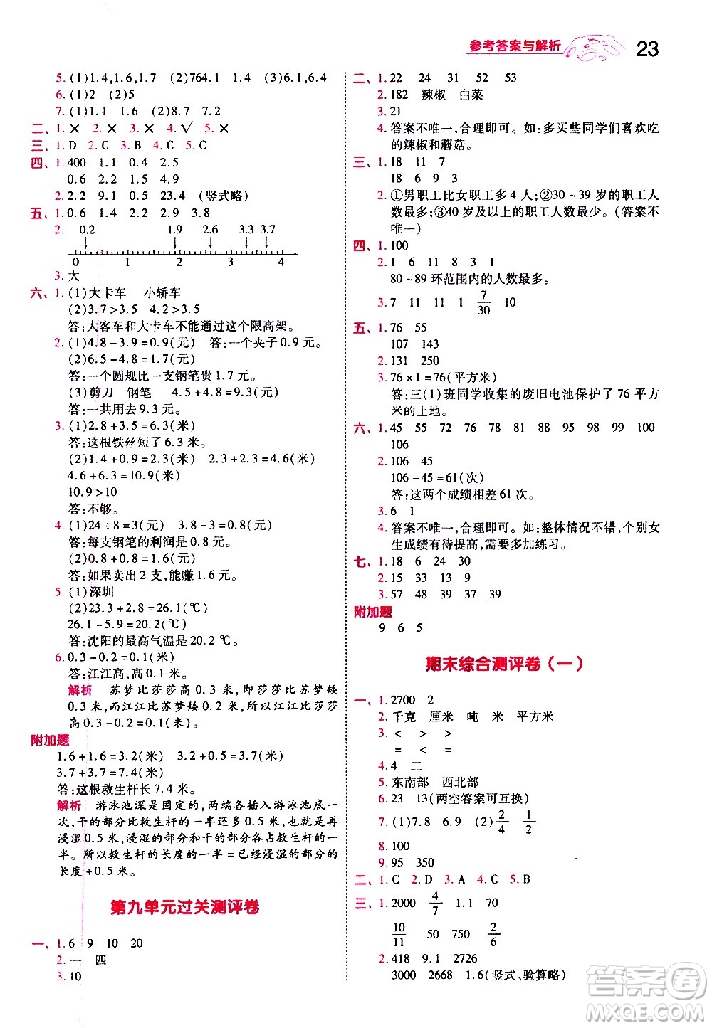 南京師范大學(xué)出版社2021春季一遍過小學(xué)數(shù)學(xué)三年級(jí)下冊(cè)SJ蘇教版答案