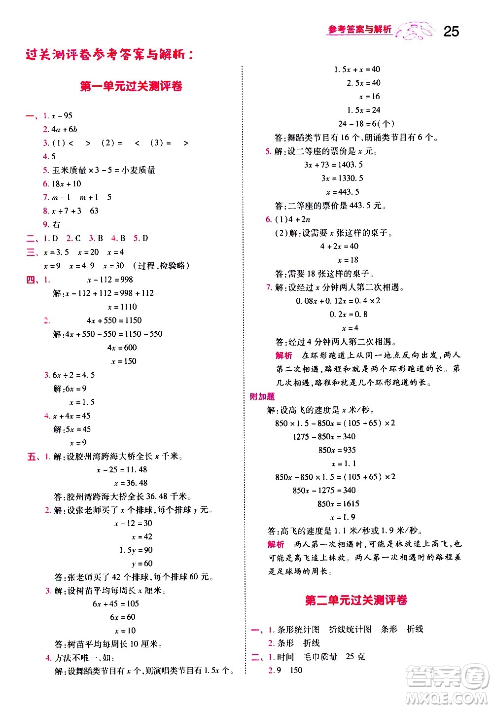 南京師范大學出版社2021春季一遍過小學數(shù)學五年級下冊SJ蘇教版答案