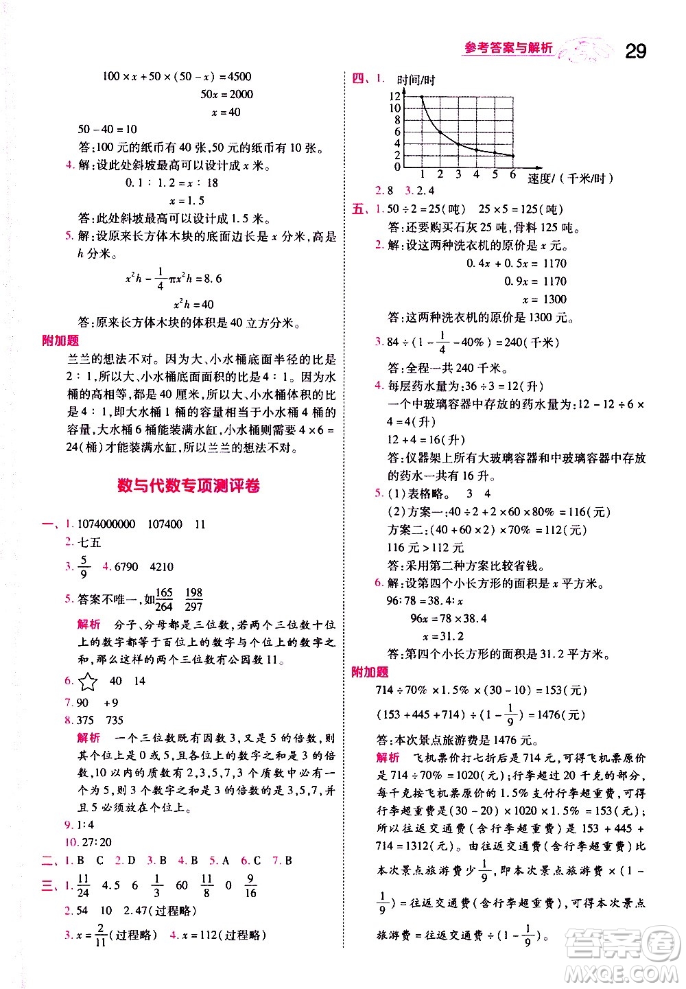 南京師范大學(xué)出版社2021春季一遍過(guò)小學(xué)數(shù)學(xué)六年級(jí)下冊(cè)SJ蘇教版答案