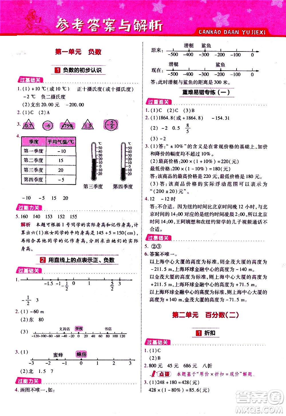 南京師范大學(xué)出版社2021春季一遍過小學(xué)數(shù)學(xué)六年級下冊RJ人教版答案