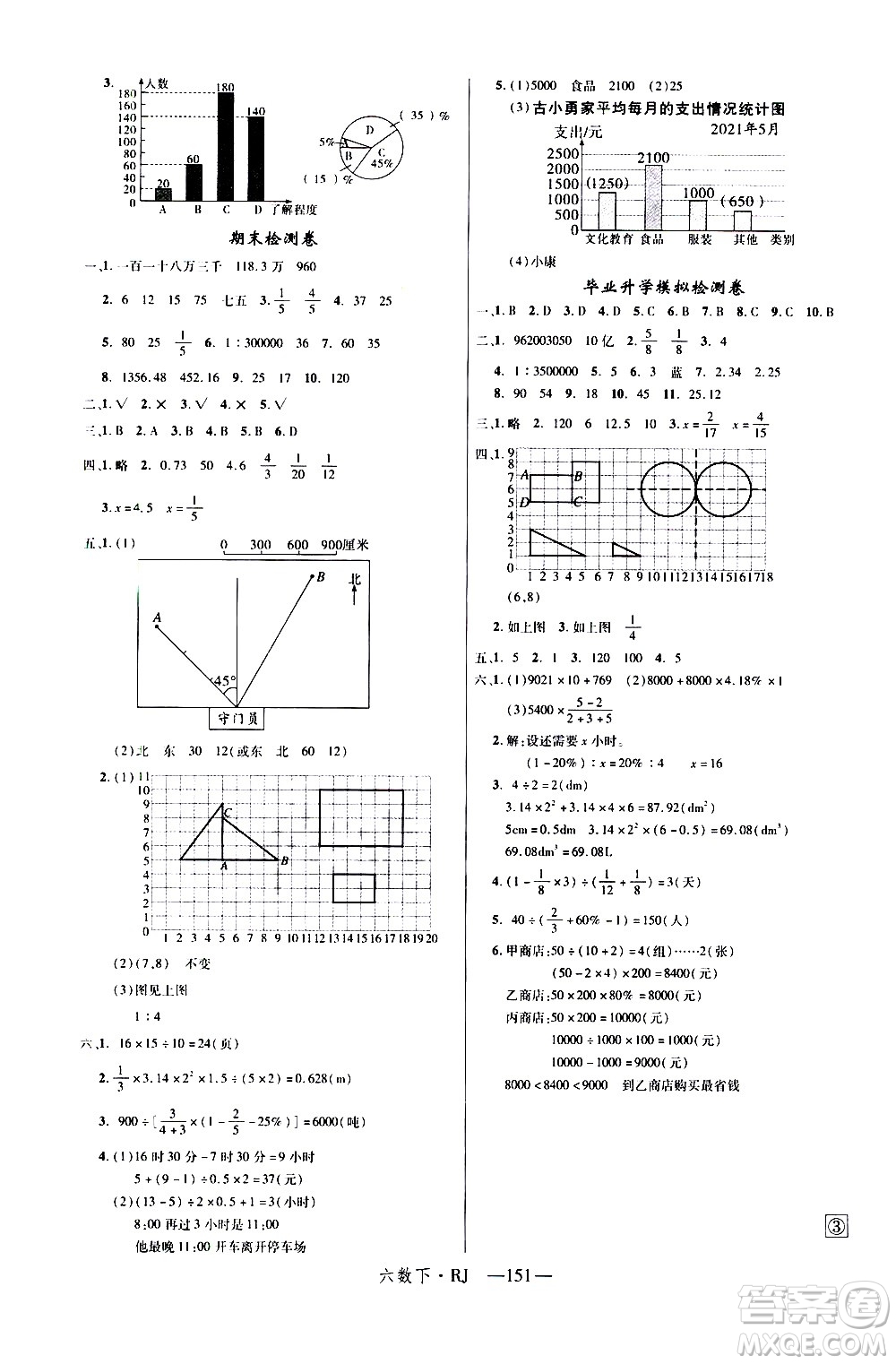 延邊大學出版社2021新領(lǐng)程數(shù)學六年級下冊RJ人教版答案
