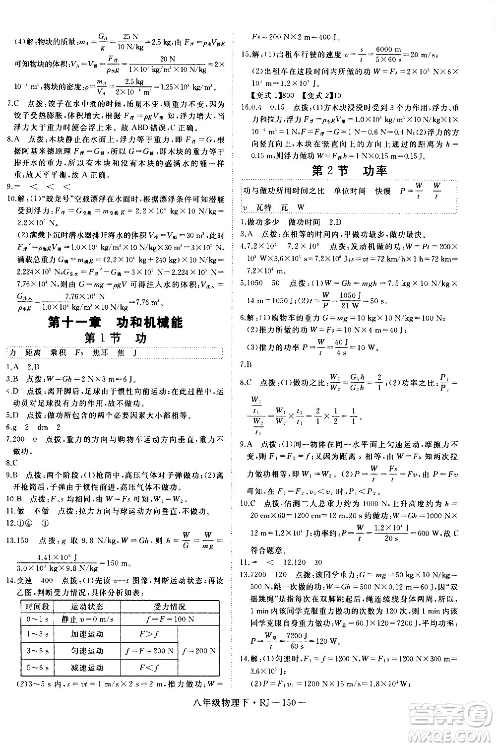 延邊大學(xué)出版社2021新領(lǐng)程初中物理八年級(jí)下冊(cè)RJ人教版答案