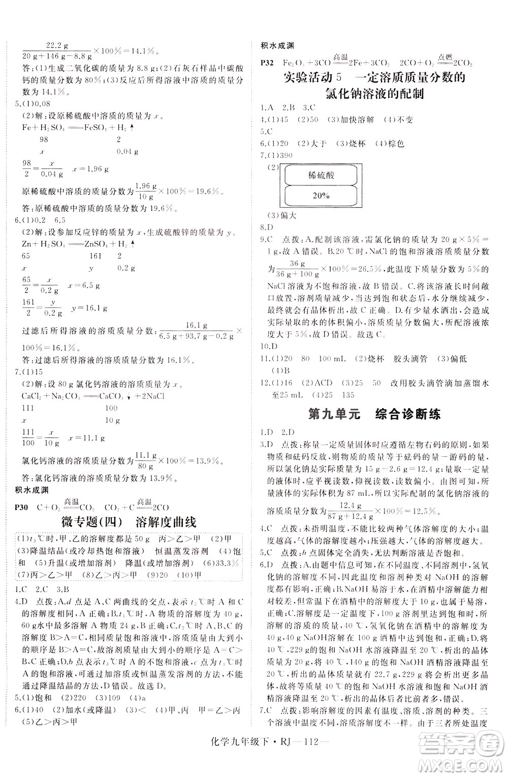 延邊大學出版社2021新領(lǐng)程初中化學九年級下冊RJ人教版答案
