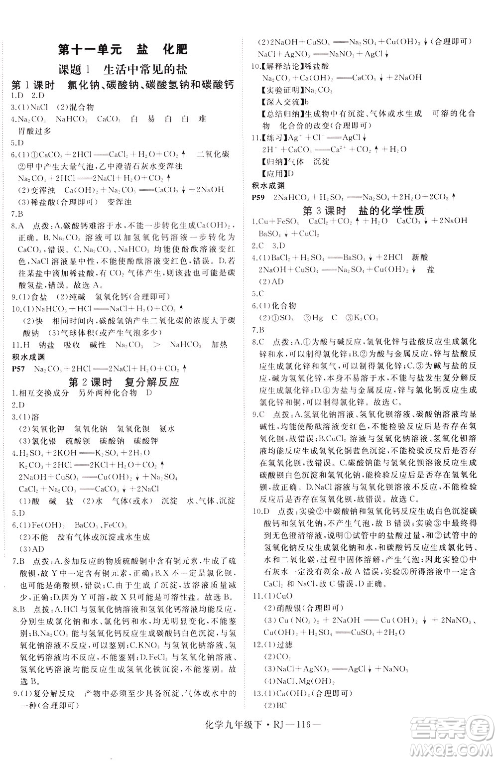 延邊大學出版社2021新領(lǐng)程初中化學九年級下冊RJ人教版答案