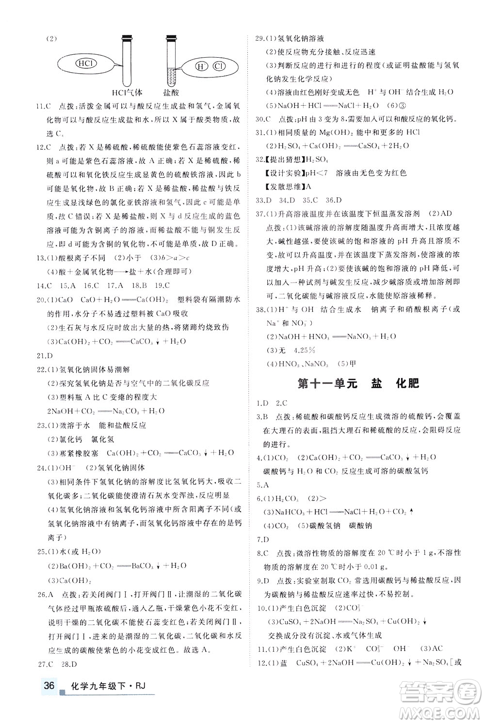 延邊大學(xué)出版社2021新領(lǐng)程提分特訓(xùn)初中化學(xué)九年級下冊RJ人教版答案