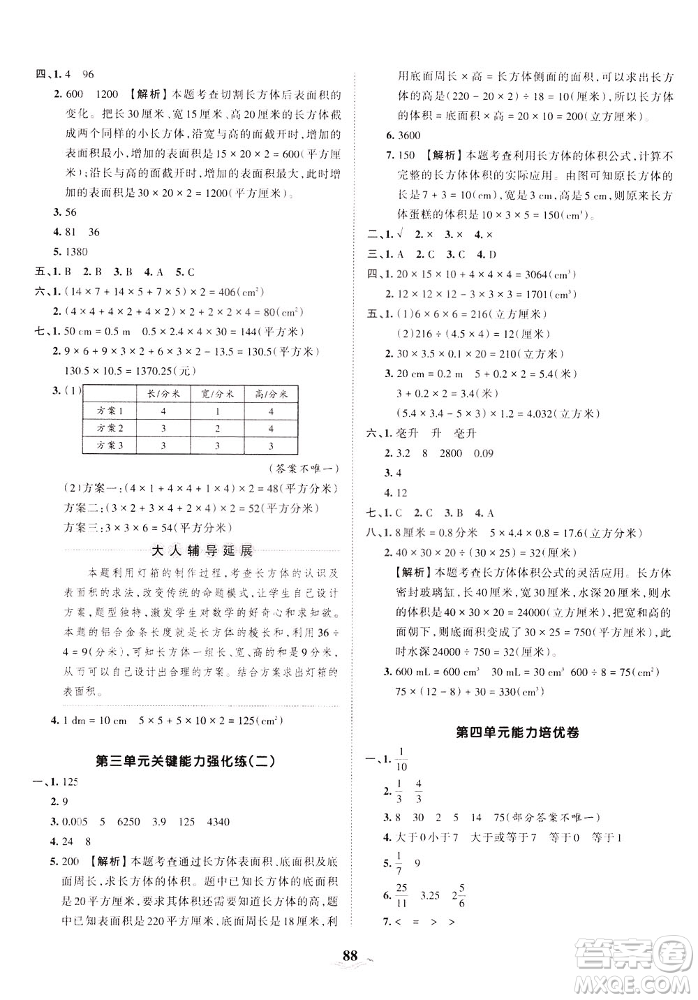 江西人民出版社2021春王朝霞培優(yōu)100分數(shù)學五年級下冊RJ人教版答案