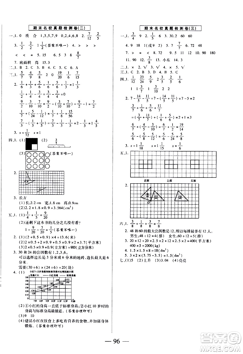 天地出版社2021名師優(yōu)題小學系列卷數(shù)學五年級下冊RJ人教版答案