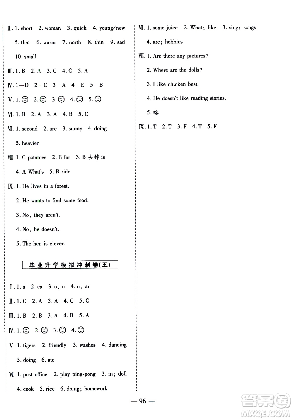 天地出版社2021名師優(yōu)題小學(xué)系列卷英語(yǔ)六年級(jí)下冊(cè)PEP人教版答案