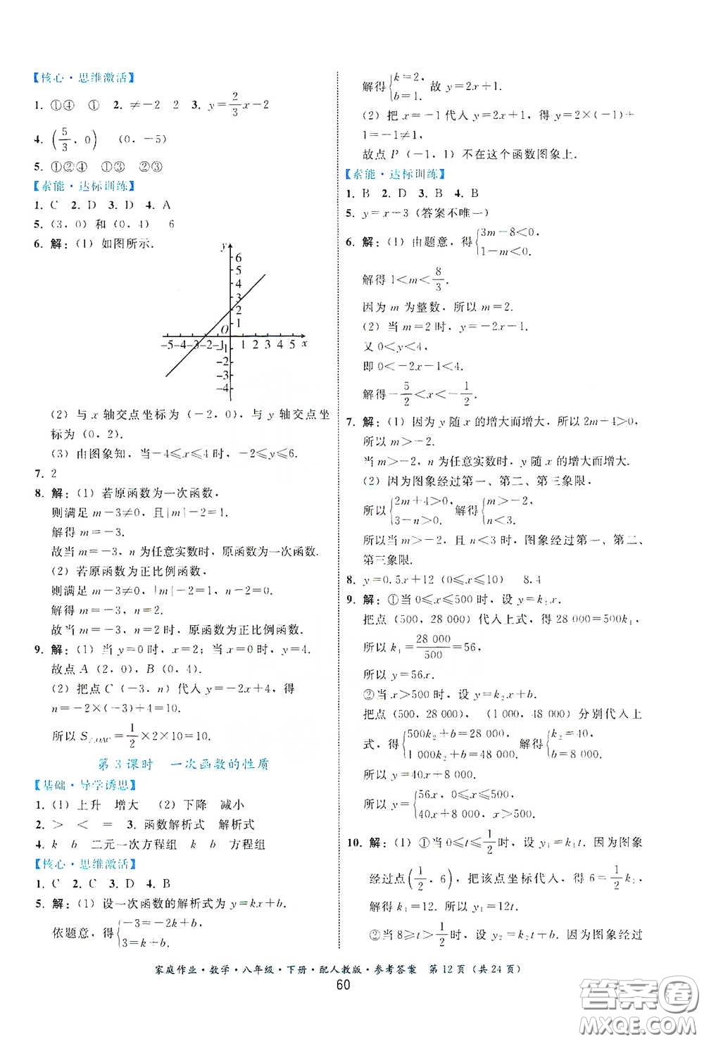 貴州人民出版社2021家庭作業(yè)八年級數(shù)學下冊人教版答案