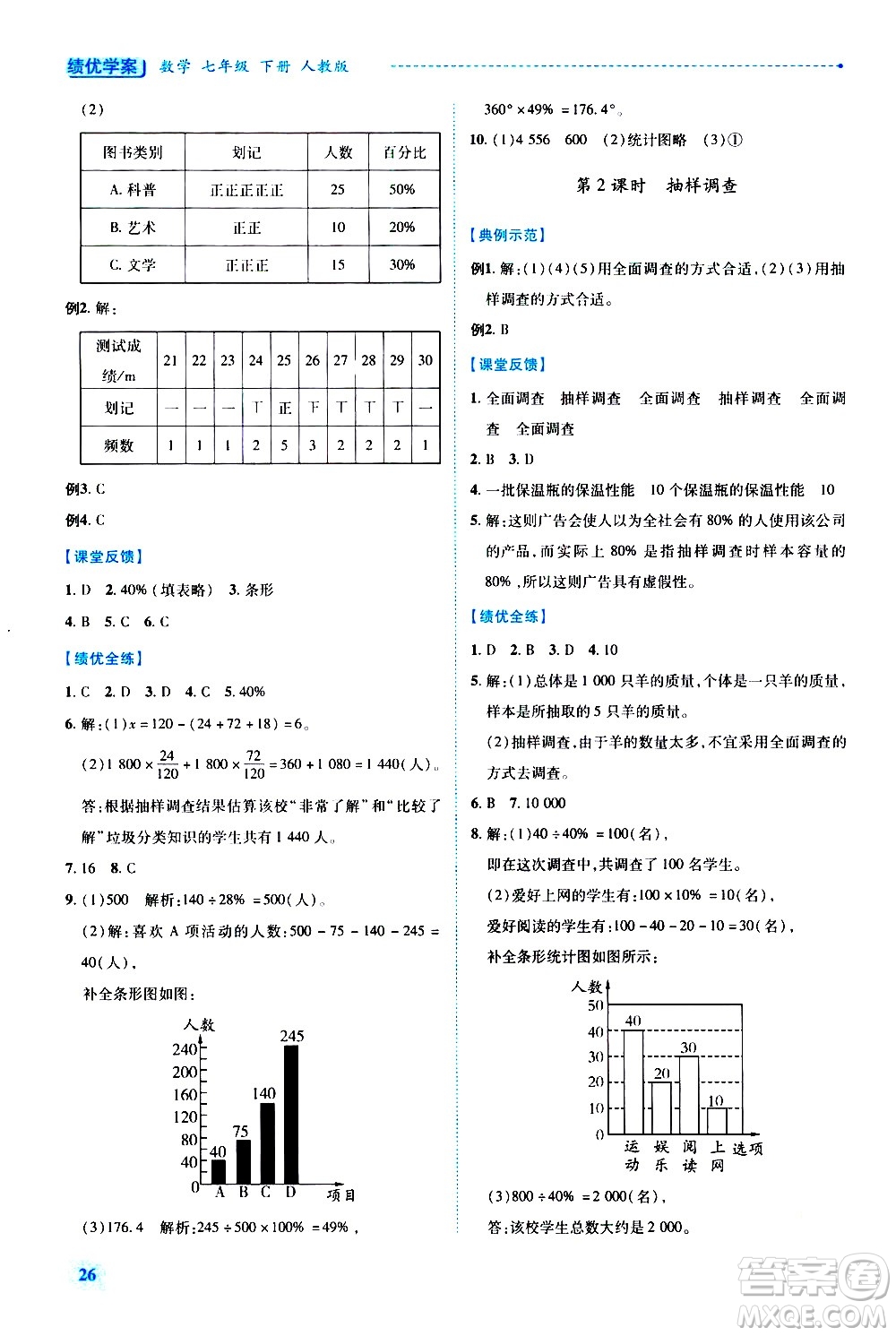 陜西師范大學(xué)出版總社有限公司2021績優(yōu)學(xué)案數(shù)學(xué)七年級下冊人教版答案