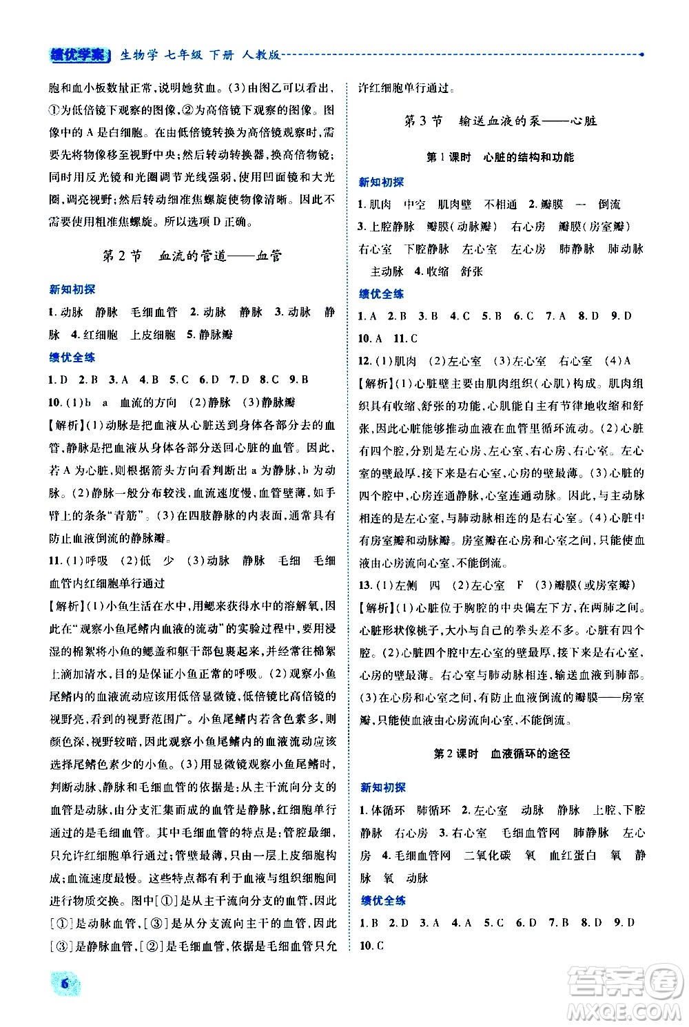 陜西師范大學(xué)出版總社有限公司2021績優(yōu)學(xué)案生物學(xué)七年級下冊人教版答案