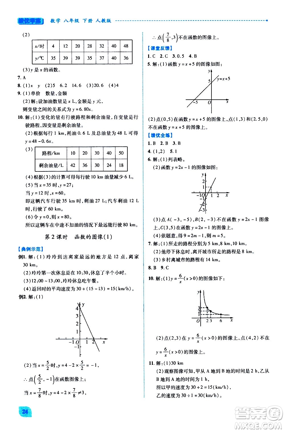 陜西師范大學出版總社有限公司2021績優(yōu)學案數(shù)學八年級下冊人教版答案