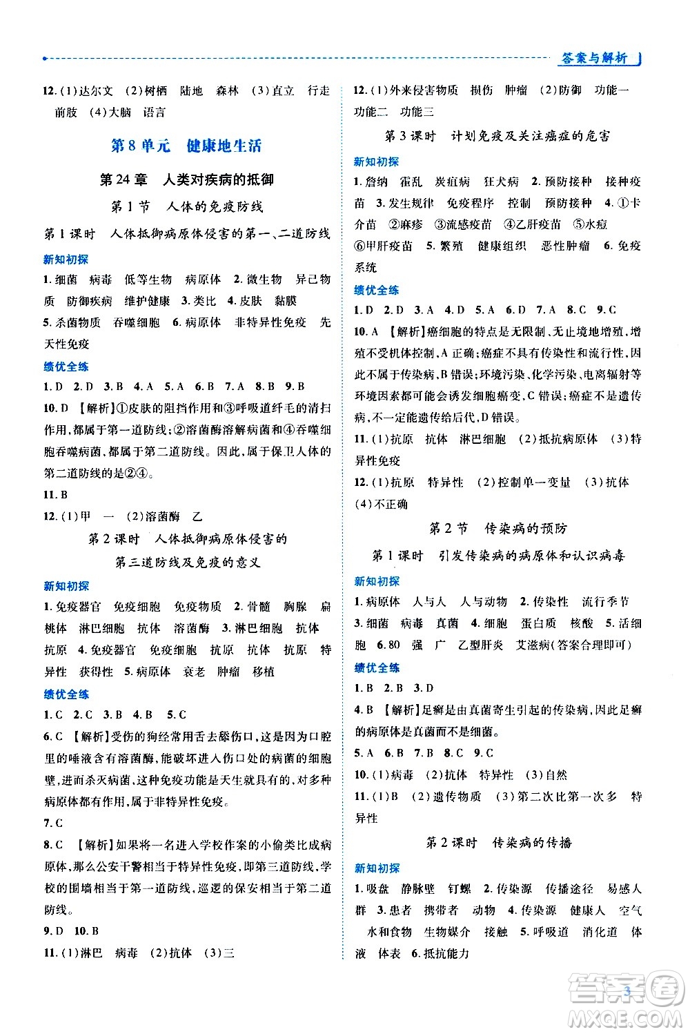 陜西師范大學(xué)出版總社有限公司2021績優(yōu)學(xué)案生物學(xué)八年級下冊蘇科版答案