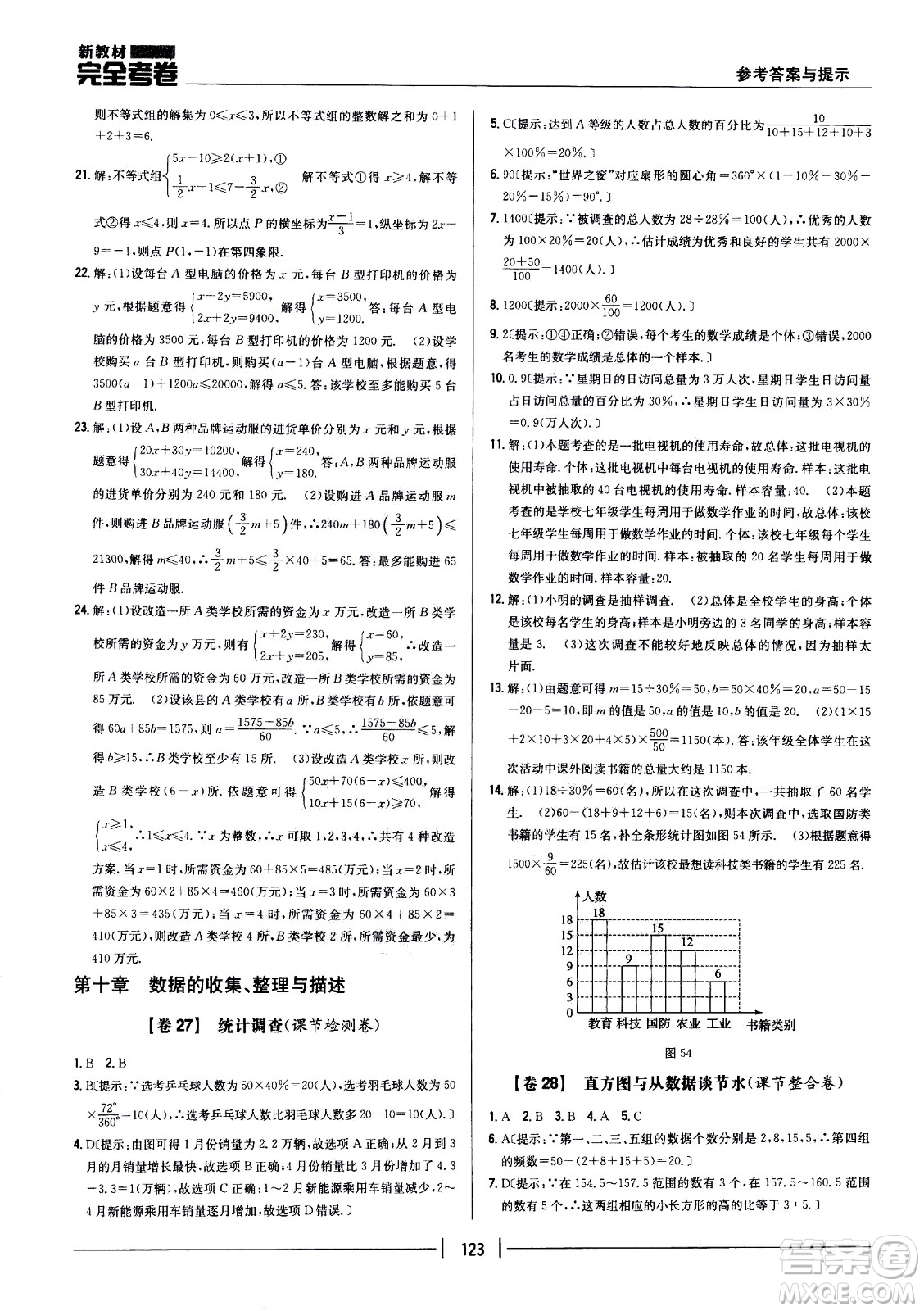 吉林人民出版社2021新教材完全考卷七年級數(shù)學(xué)下新課標(biāo)人教版答案
