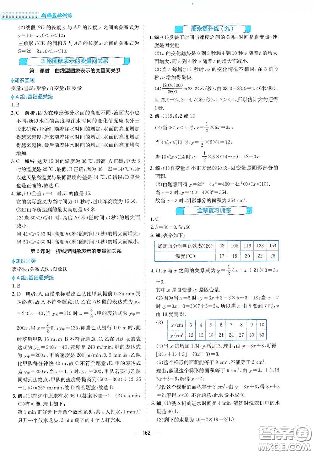 安徽教育出版社2021新編基礎(chǔ)訓(xùn)練七年級(jí)數(shù)學(xué)下冊(cè)北師大版答案