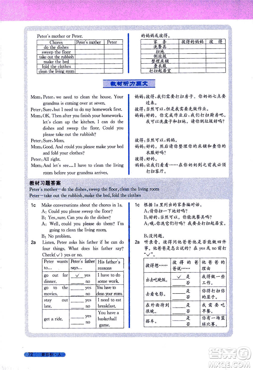 吉林人民出版社2021新教材完全解讀英語(yǔ)八年級(jí)下新目標(biāo)人教版答案
