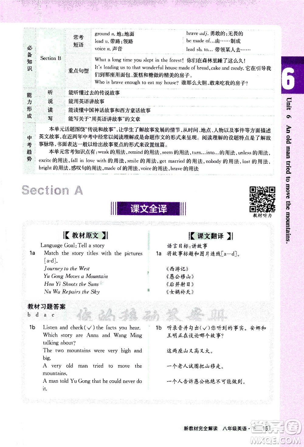 吉林人民出版社2021新教材完全解讀英語(yǔ)八年級(jí)下新目標(biāo)人教版答案