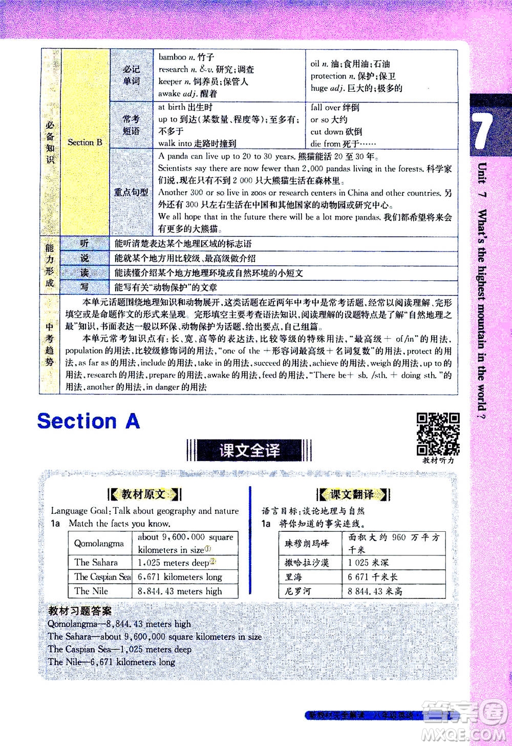 吉林人民出版社2021新教材完全解讀英語(yǔ)八年級(jí)下新目標(biāo)人教版答案