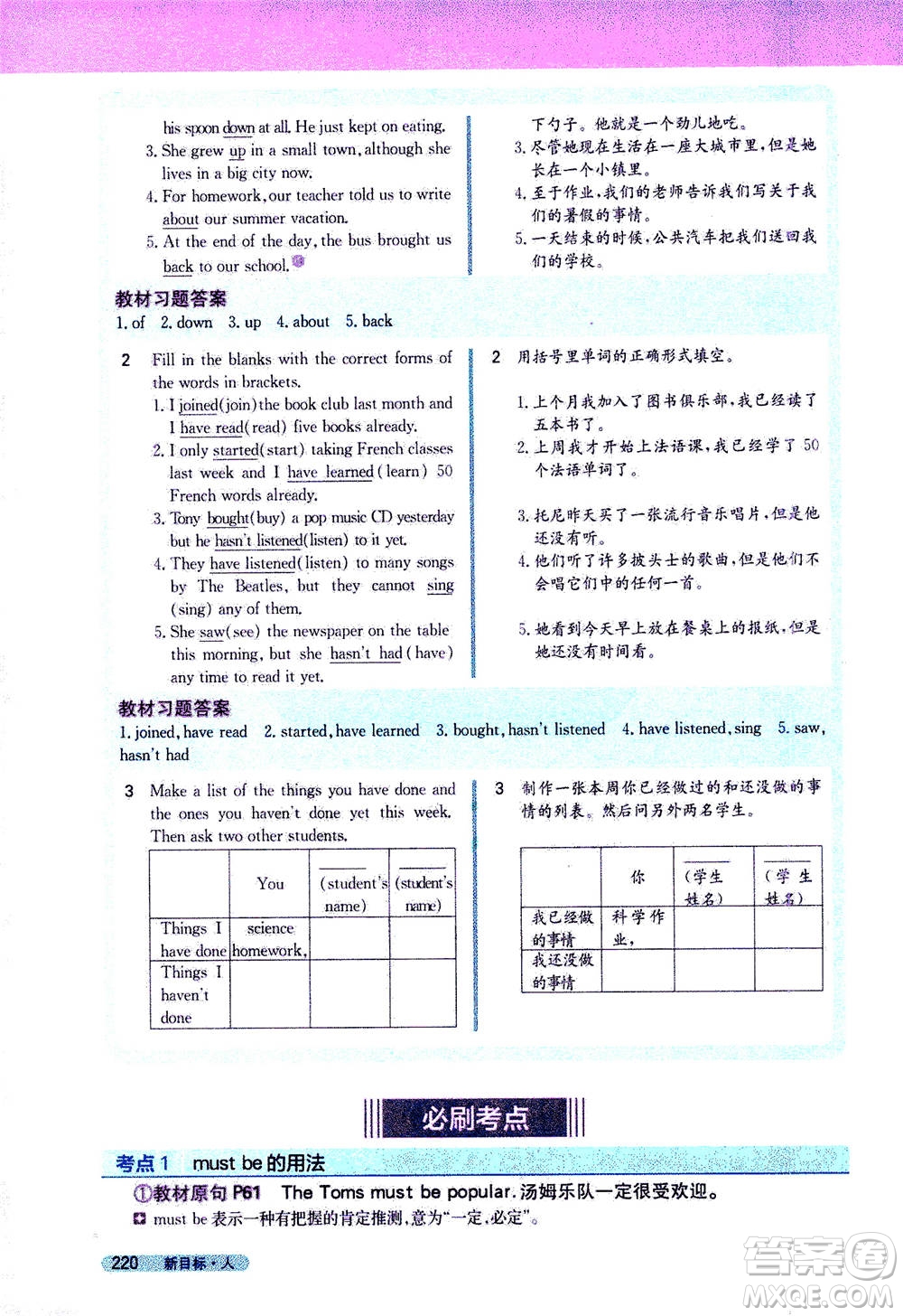 吉林人民出版社2021新教材完全解讀英語(yǔ)八年級(jí)下新目標(biāo)人教版答案