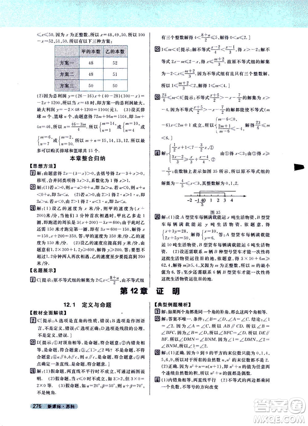 吉林人民出版社2021新教材完全解讀數(shù)學(xué)七年級下新課標(biāo)蘇科版答案