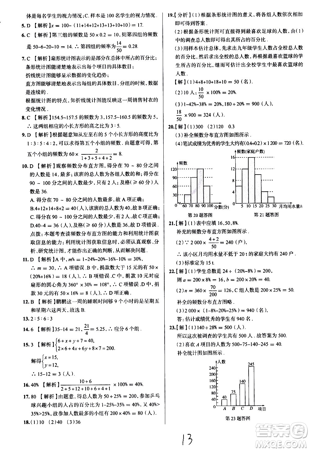 陜西人民教育出版社2021年真題圈天津考生專用練考試卷數(shù)學(xué)七年級下冊答案
