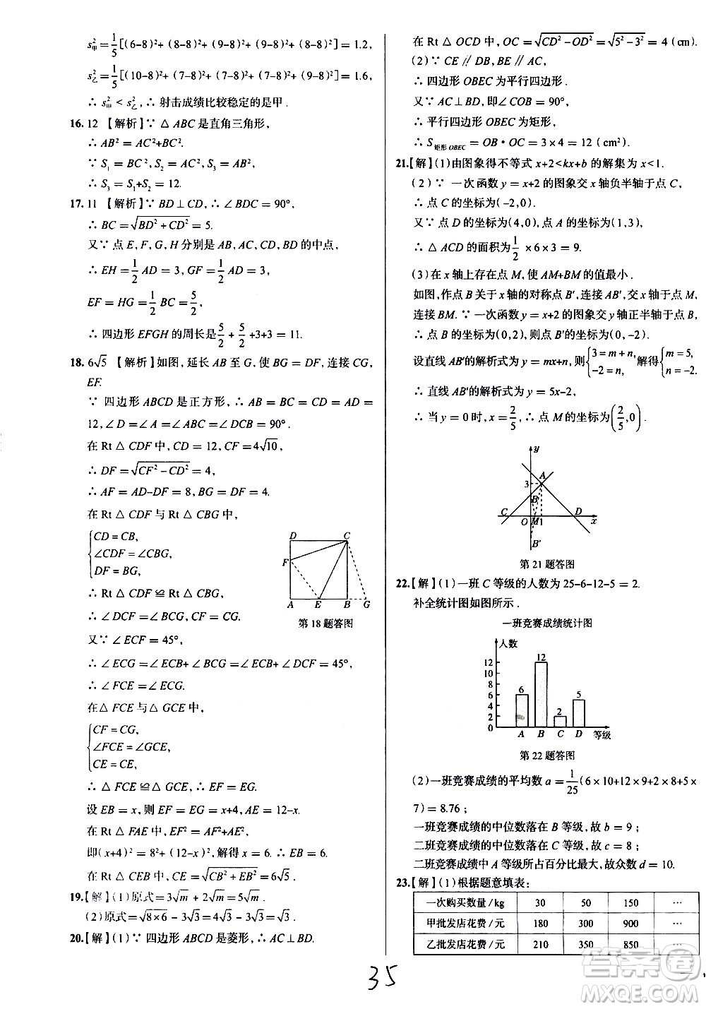 陜西人民教育出版社2021年真題圈天津考生專用練考試卷數(shù)學八年級下冊答案