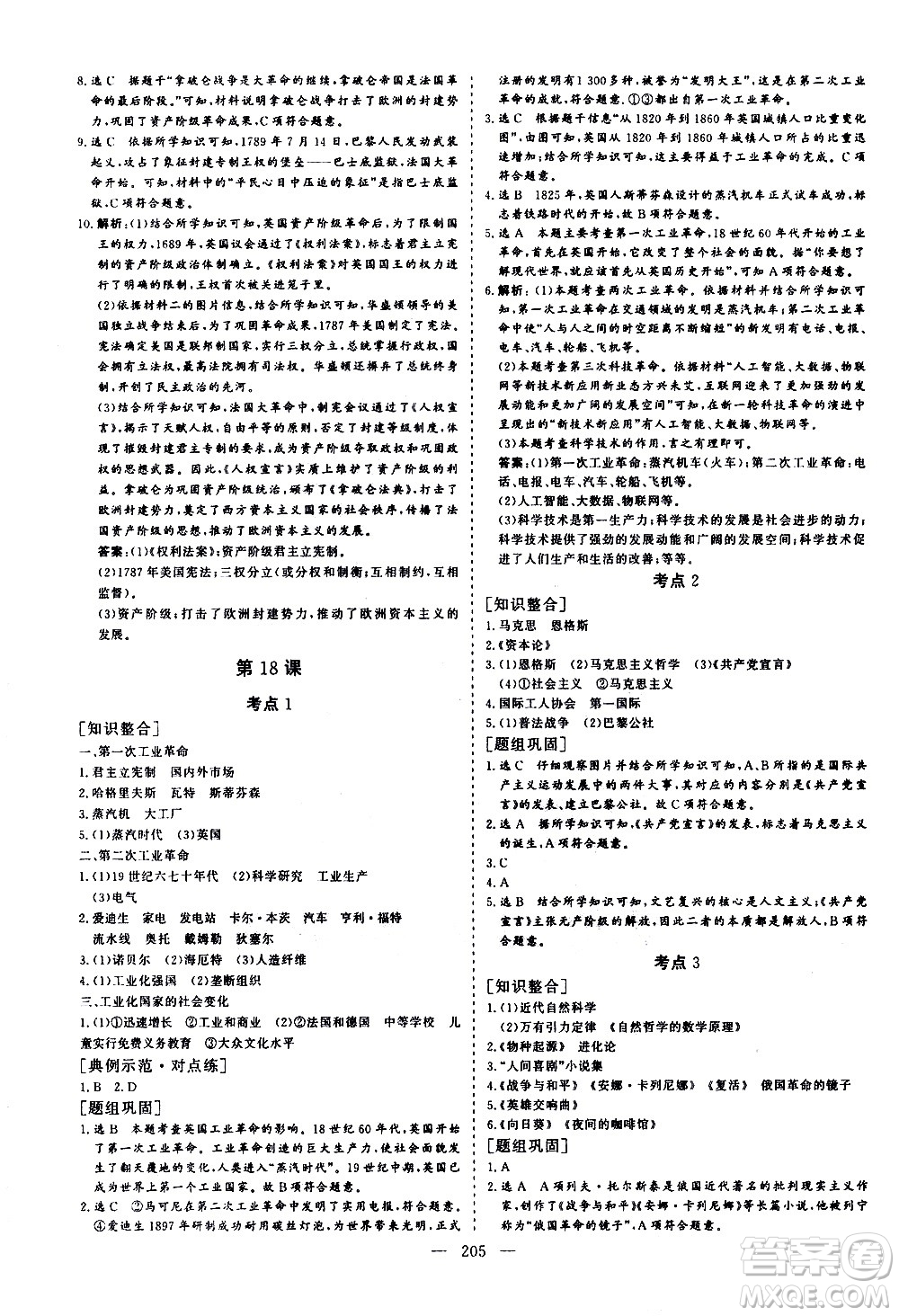 山東美術(shù)出版社2021新中考集訓中考總復習歷史通用版答案