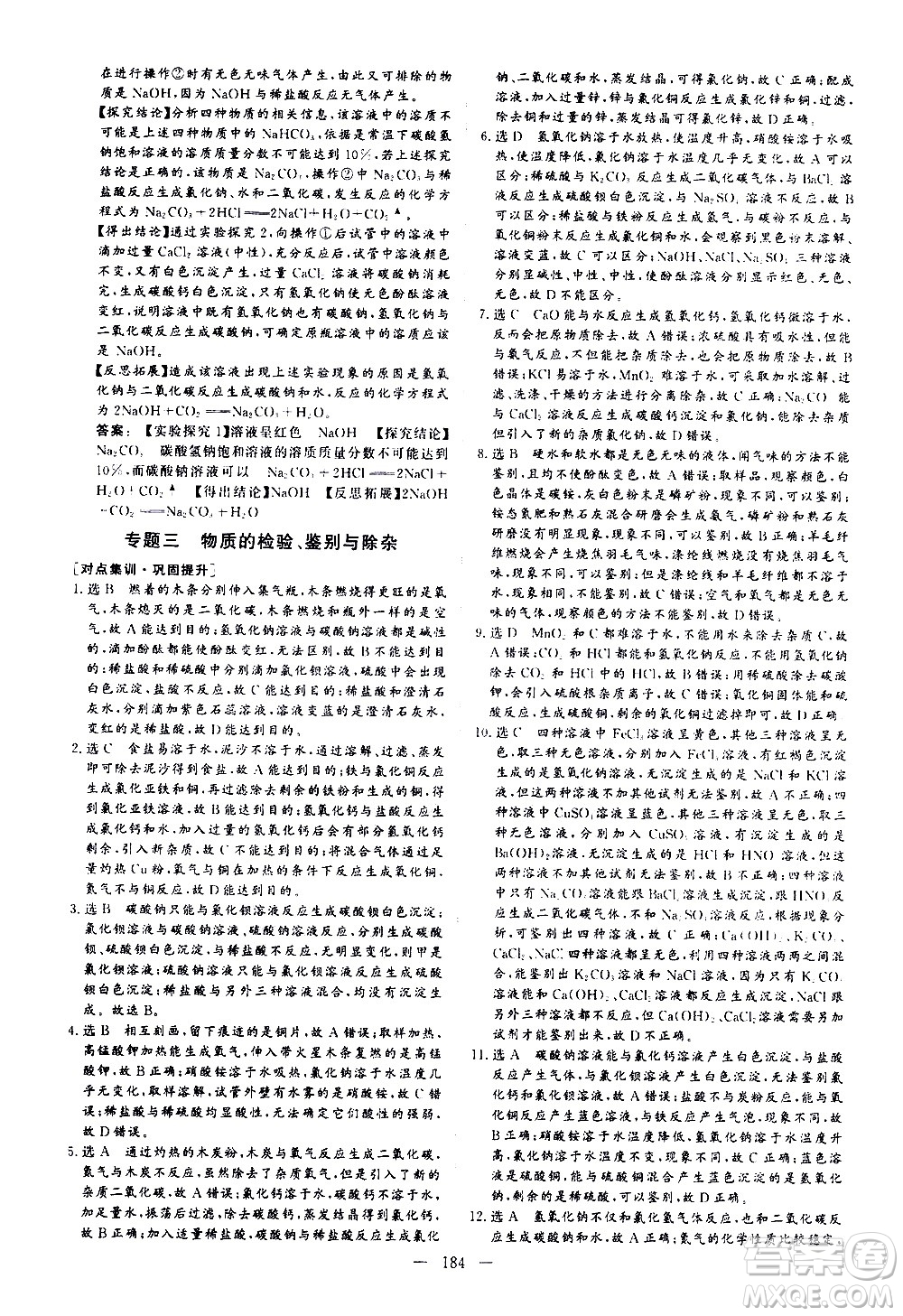 山東美術(shù)出版社2021新中考集訓(xùn)中考總復(fù)習(xí)化學(xué)九年級(jí)通用版答案