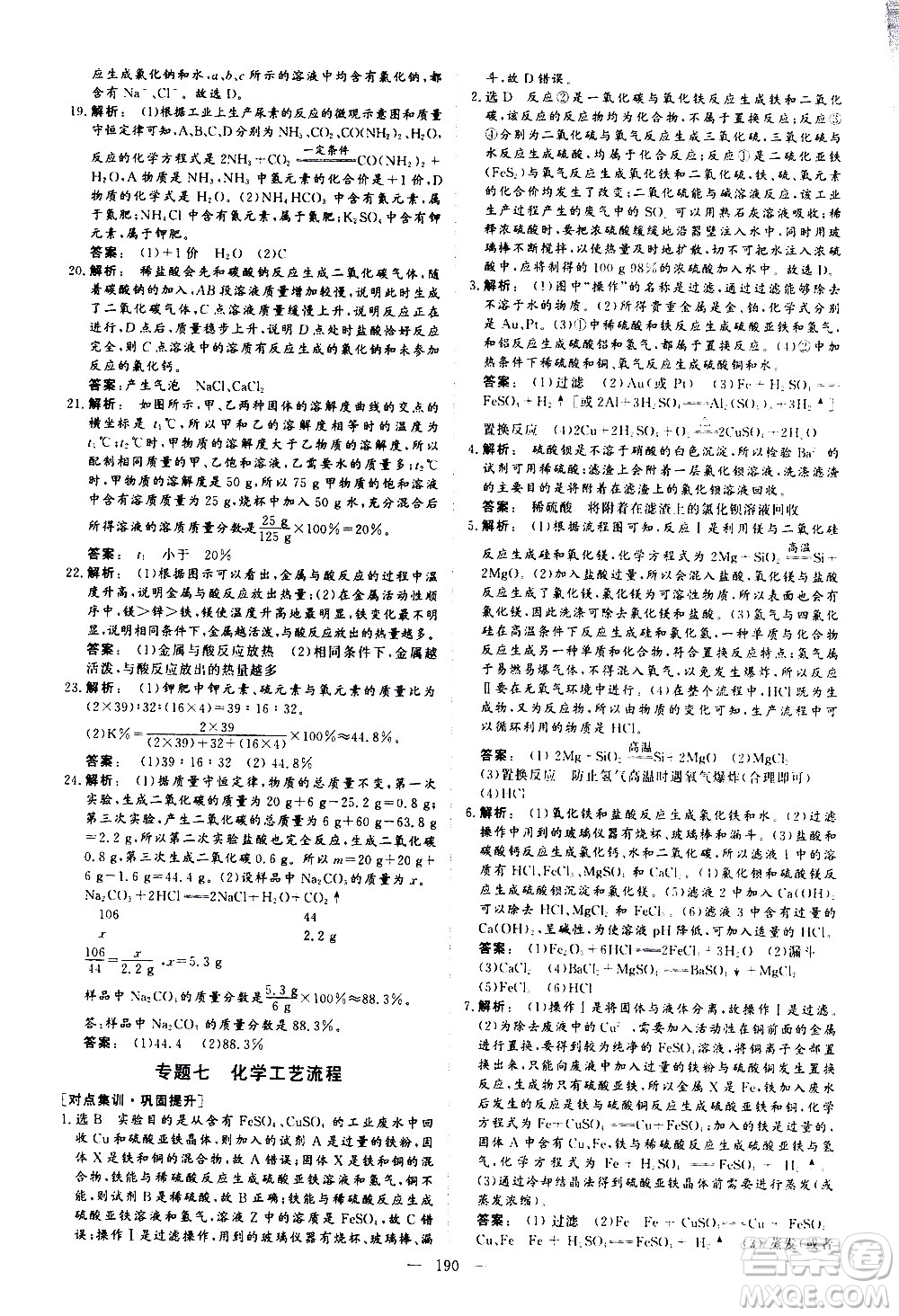 山東美術(shù)出版社2021新中考集訓(xùn)中考總復(fù)習(xí)化學(xué)九年級(jí)通用版答案