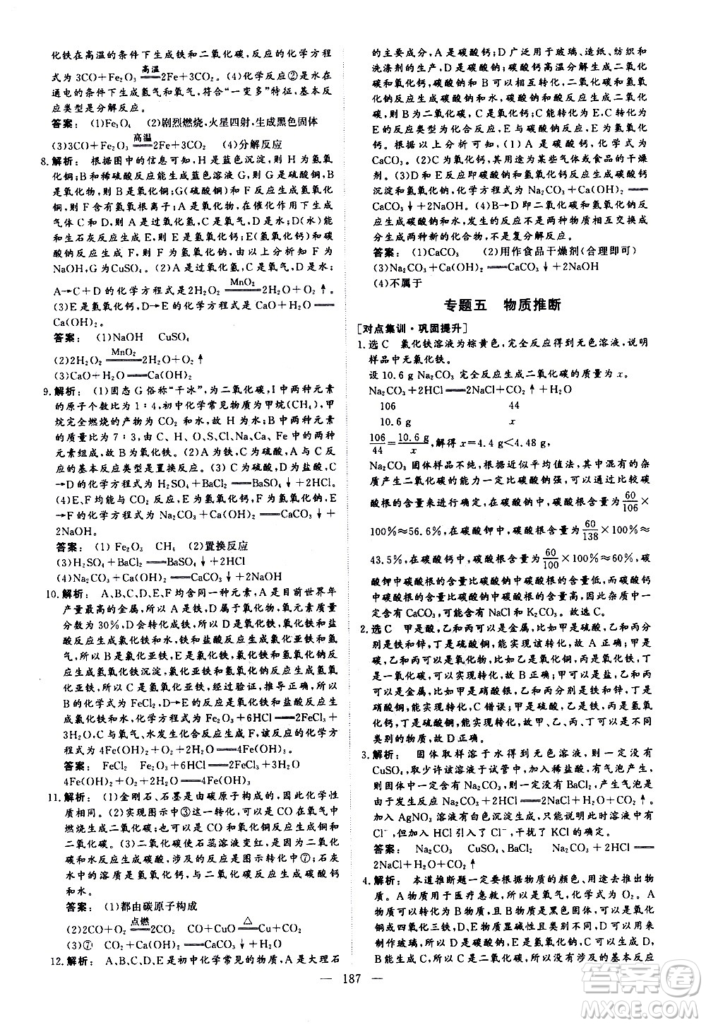山東美術(shù)出版社2021新中考集訓(xùn)中考總復(fù)習(xí)化學(xué)九年級(jí)通用版答案